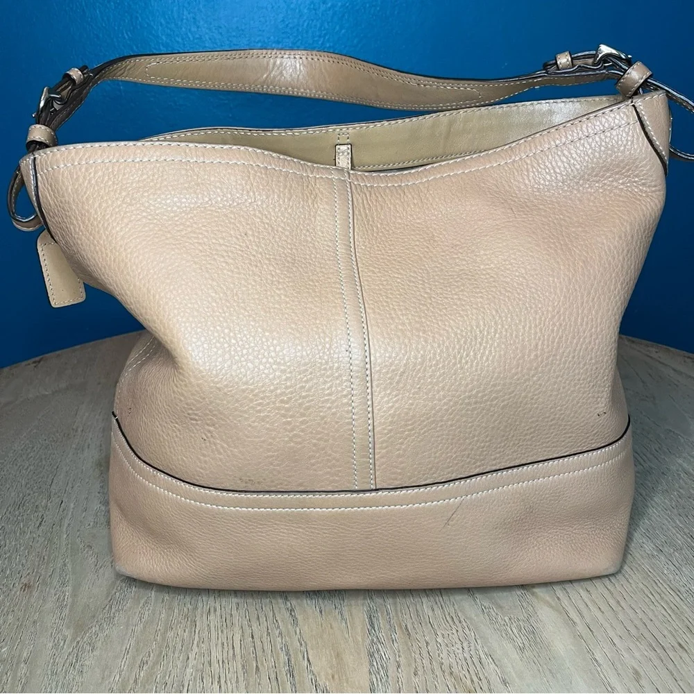 Vintage Coach Slouchy Pebbled Leather Hobo Y2K Shoulder Bag Tan - Picture 4 of 14